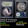 Proof . 1994-P Vietnam Modern Commem Dollar $1 Graded GEM++ Proof Deep Cameo By USCG