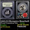 Proof 1995-S Olympics Baseball Modern Commem Half Dollar 50c Graded GEM++ Proof Deep Cameo By USCG