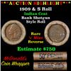 ***Auction Highlight*** Mixed small cents 1c orig shotgun roll, 1909 & S Indian Cent on other end, M