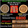 Image 1 : Mixed small cents 1c orig shotgun roll, 1917-d Wheat Cent, 1898 Indian Cent other end, McDonalds Wra