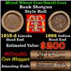 Image 1 : Mixed small cents 1c orig shotgun roll, 1915-d Wheat Cent, 1896 Indian Cent other end, McDonalds Wra