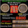 Image 1 : Mixed small cents 1c orig shotgun roll, 1918-d Wheat Cent, 1892 Indian Cent other end, McDonalds Wra