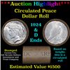 ***Auction Highlight*** Full solid Carson City silver dollar roll, 20 coin 1924 & 'D' Ends (fc)