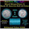 ***Auction Highlight*** Full solid Bank Of America Morgan/Peace silver dollar roll, 20 coin 1885 & '