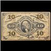 Image 2 : US Fractional Currency 10c Third Issue fr-1255 Washington Bust Green Reverse Grades xf