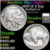 ***Auction Highlight*** 1937-d 3 leg Buffalo Nickel 5c Graded vf35 By SEGS (fc)
