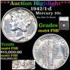 Image 1 : ***Auction Highlight*** 1942/1-d Mercury Dime 10c Graded ms64 FSB By SEGS (fc)