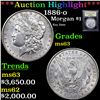 Image 1 : ***Auction Highlight*** 1886-o Morgan Dollar $1 Graded Select Unc By USCG (fc)