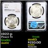 Image 1 : NGC 1922-p Peace Dollar $1 Graded ms64 By NGC