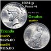 Image 1 : 1924-p Peace Dollar $1 Grades Choice+ Unc