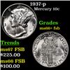 Image 1 : 1937-p Mercury Dime 10c Grades GEM++ FSB