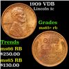 Image 1 : 1909 VDB Lincoln Cent 1c Grades Gem+ Unc RB