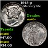 Image 1 : 1943-p Mercury Dime 10c Grades GEM+ Unc