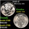 Image 1 : 1945-d Mercury Dime 10c Grades GEM+ FSB