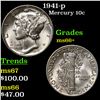 Image 1 : 1941-p Mercury Dime 10c Grades GEM++ Unc