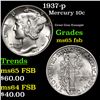 Image 1 : 1937-p Mercury Dime 10c Grades GEM FSB