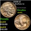 Image 1 : 1938-d Buffalo Nickel 5c Grades GEM Unc
