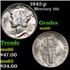 Image 1 : 1942-p Mercury Dime 10c Grades GEM+ Unc