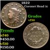 Image 1 : 1822 Coronet Head Large Cent 1c Grades vf++