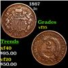 Image 1 : 1867 Two Cent Piece 2c Grades vf++