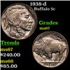 Image 1 : 1938-d Buffalo Nickel 5c Grades GEM++ Unc