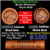 Image 1 : Mixed small cents 1c orig shotgun roll, 1925-s  Wheat Cent, 1862 Indian Cent other end, brinks Wrapp