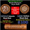 Image 1 : Mixed small cents 1c orig shotgun roll, 1919-s Wheat Cent, 1863 Indian Cent other end, brinks Wrappe