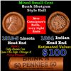 Image 1 : Mixed small cents 1c orig shotgun roll, 1918-s Wheat Cent, 1864 Indian Cent other end, brinks Wrappe