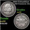 Image 1 : 1893 Columbian Old Commem Half Dollar 50c Grades AU, Almost Unc