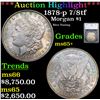 Image 1 : ***Auction Highlight*** 1878-p 7/8tf Morgan Dollar $1 Graded ms65+ By SEGS (fc)