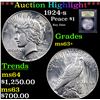 Image 1 : ***Auction Highlight*** 1924-s Peace Dollar $1 Graded Select+ Unc By USCG (fc)