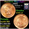 Image 1 : ***Auction Highlight*** 1902 Indian Cent 1c Grades GEM+ Unc RD By USCG (fc)