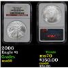 Image 1 : NGC 2006 Silver Eagle Dollar $1 Graded ms69 By NGC