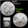 Image 1 : 2018 Silver Eagle Dollar $1 Graded ms69+ By SEGS