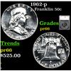 Image 1 : Proof 1962-p Franklin Half Dollar 50c Graded pr66 By SEGS