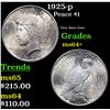 Image 1 : 1925-p Peace Dollar $1 Grades Choice+ Unc