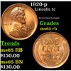 Image 1 : 1920-p Lincoln Cent 1c Grades GEM Unc RB