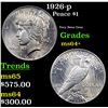 Image 1 : 1926-p Peace Dollar $1 Grades Choice+ Unc