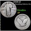 Image 1 : 1928-d Standing Liberty Quarter 25c Grades g+