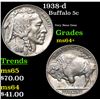 Image 1 : 1938-d Buffalo Nickel 5c Grades Choice+ Unc