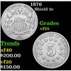 Image 1 : 1876 Shield Nickel 5c Grades vf+