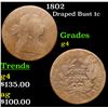 Image 1 : 1802 Draped Bust Large Cent 1c Grades g, good
