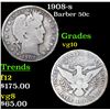 Image 1 : 1908-s Barber Half Dollars 50c Grades vg+