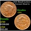 Image 1 : 1837 Small Letters Coronet Head Large Cent 1c Grades vf+