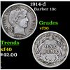 Image 1 : 1914-d Barber Dime 10c Grades vf++