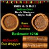 Image 1 : Lincoln Wheat cent 1c orig roll, 1909-s end,Indian cent other end