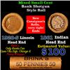 Image 1 : Mixed small cents 1c orig shotgun roll, 1928-s Wheat Cent, 1861 Indian Cent other end,brinks Wra