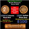 Image 1 : Mixed small cents 1c orig shotgun roll, 1920-s Wheat Cent, 1863 Indian Cent other end,brinks Wra