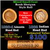 Image 1 : Mixed small cents 1c orig shotgun roll, 1926-d  Wheat Cent, 1862 Indian Cent other end, brinks Wrapp