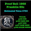 Image 1 : Full roll of Proof 1958-p Frankllin 50c, 20 Coins total Franklin Half Dollar 50c